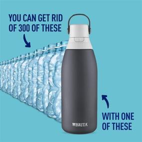 img 3 attached to Brita 32 Ounce Stainless Steel Water Filter Bottle in Carbon - Holiday Gift, 1 Count