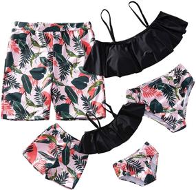 img 4 attached to IFFEI Matching Swimwear Printed Ruffles Women's Clothing for Swimsuits & Cover Ups