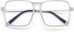 img 2 attached to JIM HALO Oversized Half Frame Square Blue Light Blocking Computer Glasses Men Women Clear