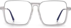 img 4 attached to JIM HALO Oversized Half Frame Square Blue Light Blocking Computer Glasses Men Women Clear