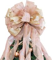 🎄 rose-gold christmas tree topper and ornament with glitter satin mesh streamer for festive decor and gifts logo