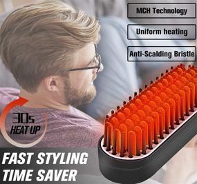 img 3 attached to 🏻 OneDer Beard Straightening Brush - Men's Grooming Kit for Dad, Husband, Him - Includes Beard Balm, Wooden Comb & Scissors - Electric Heated Beard Brush - Perfect Dad/Father's Day Gifts from Daughter