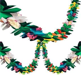 img 4 attached to 🌺 Vibrant BUSOHA (3Pack) Tropical Multicolored Paper Garland Flower Banner - 12 Feet Long Garland for Party Decorations