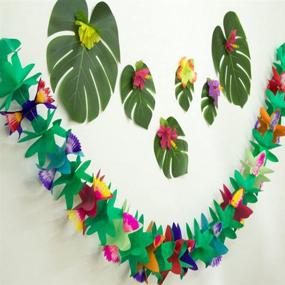 img 3 attached to 🌺 Vibrant BUSOHA (3Pack) Tropical Multicolored Paper Garland Flower Banner - 12 Feet Long Garland for Party Decorations