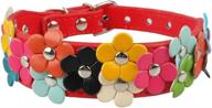 🌸 stylish pu leather dog collar: flower accent - berry pet's cute & adorable design logo