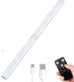 img 1 attached to 🔦 LUNSY 82LED Wireless Closet Lights - 330lm Under Cabinet Lighting with Rechargeable Battery, Remote Control, Motion Sensor, and Manual Control - Ideal for Dormitory, Wardrobe, Hallway, Stairs, Kitchen, Cupboard, Shelf (1pcs)