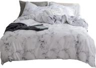 🛏️ modern gray marble duvet cover queen - soft cotton bedding for kids - reversible & breathable - zipper closure, 4 corner ties (no comforter) logo