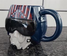 img 3 attached to 🪖 Silver Buffalo Top Gun Maverick Helmet Ceramic Mug - 3D Sculpted, 20-Ounces - Black, Blue, Red: A Collectible Delight!