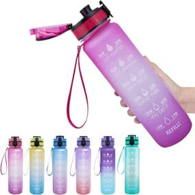 img 4 attached to 💧 Viogor 32oz Wide Mouth Water Bottles - Leakproof Tritan Water Jug with Time Marker for Daily Hydration - Durable, Anti-slip & BPA Free - Large Reusable Container to Boost Water Consumption