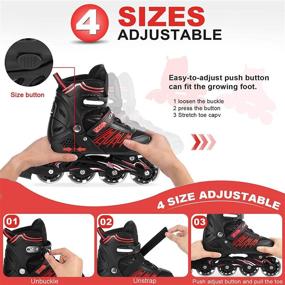 img 3 attached to 🛼 Caroma LED Inline Skates for Women with 8 Light-Up Wheels | Outdoor Roller Skates | Adjustable Sizes for Kids, Women, and Men