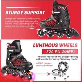 img 2 attached to 🛼 Caroma LED Inline Skates for Women with 8 Light-Up Wheels | Outdoor Roller Skates | Adjustable Sizes for Kids, Women, and Men