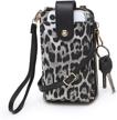 xb leather crossbody leopard wristlet women's handbags & wallets logo