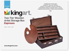 img 3 attached to 🎨 Espresso Wooden Artist Storage Box - KINGART 2-Tier, Convenient and Spacious - One Size