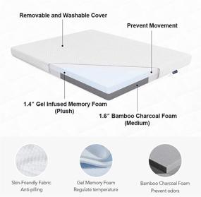 img 2 attached to Avenco 3 Inch Queen Mattress Topper – Memory Foam with Removable Cover, Reversible Medium Firmness – Comfort CertiPUR-US Foam for Queen Beds