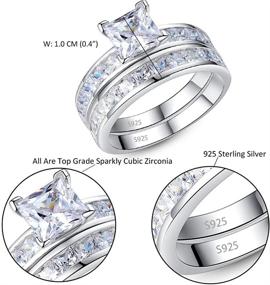 img 3 attached to 💍 MABELLA 925 Sterling Silver Princess CZ Engagement Wedding Ring Set for Women - Elegant & Timeless Gift