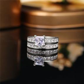 img 1 attached to 💍 MABELLA 925 Sterling Silver Princess CZ Engagement Wedding Ring Set for Women - Elegant & Timeless Gift