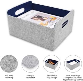 img 2 attached to 📦 Welaxy Navy Felt Storage Baskets: Foldable Cube Shelf Bin Organizer for Kids Toys, Magazine, Books, Clothes - Perfect for Office, Bedroom, Closet & Baby Nursery