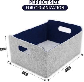 img 3 attached to 📦 Welaxy Navy Felt Storage Baskets: Foldable Cube Shelf Bin Organizer for Kids Toys, Magazine, Books, Clothes - Perfect for Office, Bedroom, Closet & Baby Nursery