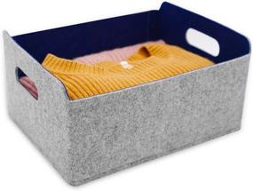 img 4 attached to 📦 Welaxy Navy Felt Storage Baskets: Foldable Cube Shelf Bin Organizer for Kids Toys, Magazine, Books, Clothes - Perfect for Office, Bedroom, Closet & Baby Nursery