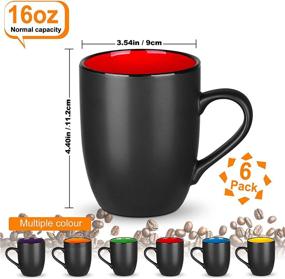 img 3 attached to ☕️ Farielyn-X 6 Pack Large Coffee Mug Set: 16 Ounce Ceramic Cups, Black Matte Outside with Colorful Inside - Perfect for Coffee, Tea, Cappuccino, Cocoa, Cereal - Restaurant-quality