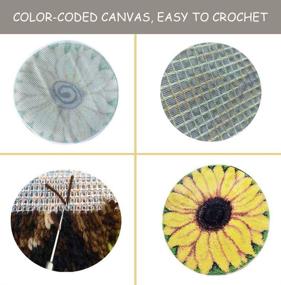 img 2 attached to 🌻 Latch Hook Kits: Beginner-Friendly Sunflower Rug - Printed Canvas Included!