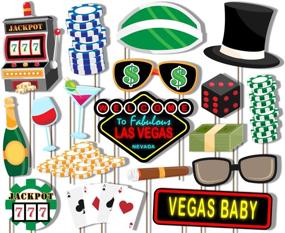 img 1 attached to 🎉 Birthday Extravaganza: Las Vegas Casino Photo Booth Props Kit - 20 Pack Fully Assembled Party Camera Props