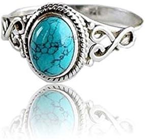 img 1 attached to Stylish Women's 925 Sterling Silver Turquoise Moonstone Ring - Wedding Jewelry Size 6-10 (Size 9)