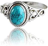 stylish women's 925 sterling silver turquoise moonstone ring - wedding jewelry size 6-10 (size 9) logo