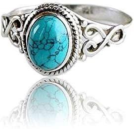 img 2 attached to Stylish Women's 925 Sterling Silver Turquoise Moonstone Ring - Wedding Jewelry Size 6-10 (Size 9)