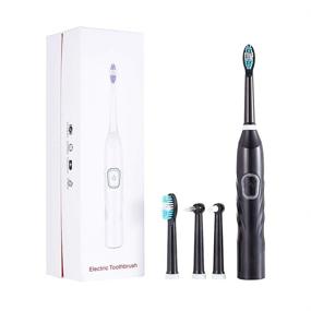 img 4 attached to 🦷 Waterproof Sonic Electric Toothbrush for Kids and Adults - Automatic Timer, Precision Clean Brush Head, Electric Toothbrush Holder - Black