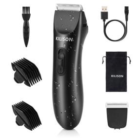 img 4 attached to 🔥 Kilison Men's Body Hair Trimmer - Groin and Manscaping Groomer, Rechargeable Waterproof Cordless Clippers for Male Hygiene - Includes 2 Guide Combs and Blades