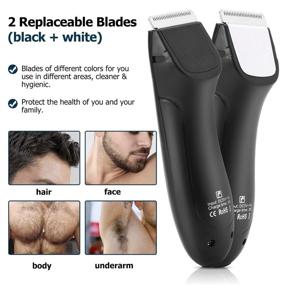 img 3 attached to 🔥 Kilison Men's Body Hair Trimmer - Groin and Manscaping Groomer, Rechargeable Waterproof Cordless Clippers for Male Hygiene - Includes 2 Guide Combs and Blades