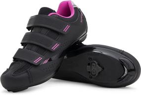 img 4 attached to 👟 Tommaso Pista Women's Indoor Cycling Shoe Bundle with Cleat - Black, Blue, Pink, White