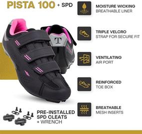 img 3 attached to 👟 Tommaso Pista Women's Indoor Cycling Shoe Bundle with Cleat - Black, Blue, Pink, White