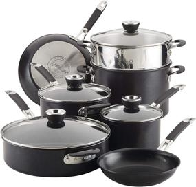 img 4 attached to 🍳 Anolon 11 Piece Smart Stack Nonstick Cookware Set, Hard Anodized, Black