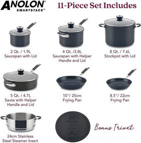 img 3 attached to 🍳 Anolon 11 Piece Smart Stack Nonstick Cookware Set, Hard Anodized, Black