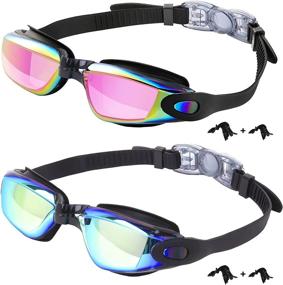img 4 attached to 🏊 2 Pack Kids Swim Goggles - Anti-Fog, Leak Proof, Anti-UV Clear Vision Glasses for Children Age 6-14