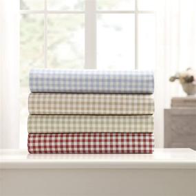 img 1 attached to Laurel & Mayfair Gingham Cotton Sheet Set – King Size, Vibrant Red