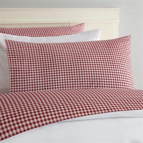 img 3 attached to Laurel & Mayfair Gingham Cotton Sheet Set – King Size, Vibrant Red