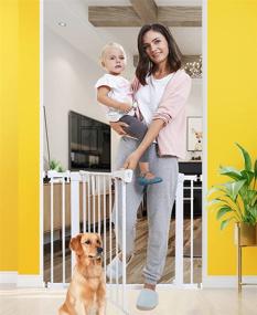 img 4 attached to 🐶 Versatile Baby and Dog Safety Gates: 30-40.5 Inches, Ideal for Stairs, Doorways, and Home - Auto Close, Extra Wide, Tall Metal Gate with Walk Through Door - Perfect for Kids and Pets