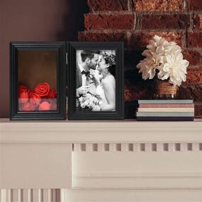 img 1 attached to 🌸 LotFancy Small Deep Shadow Box Frame for 4x6’’ Photos with Hinged Display Case, Glass Front, Includes 12 Artificial Flowers