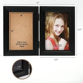 img 3 attached to 🌸 LotFancy Small Deep Shadow Box Frame for 4x6’’ Photos with Hinged Display Case, Glass Front, Includes 12 Artificial Flowers