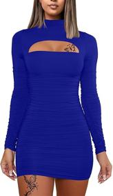 img 4 attached to 👗 WHONE Womens Sleeve Bodycon Ruched Dresses: Trendy & Elegant Women's Clothing