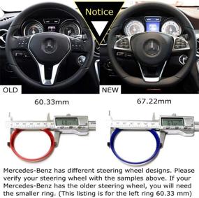 img 2 attached to 🔵 iJDMTOY (1) Sports Blue Aluminum Steering Wheel Center Decoration Cover Trim - Compatible With Mercedes B C E CLA GLA GLK Class, and More