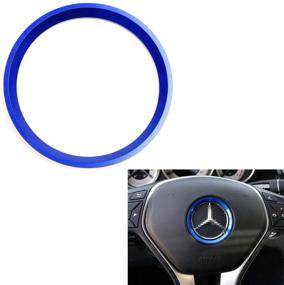 img 4 attached to 🔵 iJDMTOY (1) Sports Blue Aluminum Steering Wheel Center Decoration Cover Trim - Compatible With Mercedes B C E CLA GLA GLK Class, and More