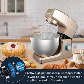 img 3 attached to 🍾 8.5QT Stand Mixer, Sincalong 660W 6 Speed Tilt Head Electric Mixer with Stainless Steel Bowl, Splash Guard, Dough Hook, Flat Beater, Whisk - Champagne