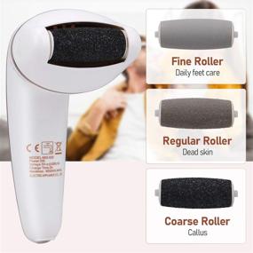 img 2 attached to 🦶 Rechargeable Electric Callus Remover for Feet with Built-in Vacuum - Pedicure Tool for Dead Skin, 3 Coarse Roller Heads, 2 Adjustable Speed Levels.