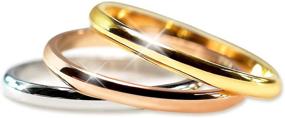 img 1 attached to 💍 ELEDUCTMON Stainless Steel Stackable Rings - Hypoallergenic Engagement & Wedding Band Set for Men and Women - Comfort Fit, Fashionable Rose Gold, Silver, and Gold Rings - Perfect Gift for Boys and Girls (2mm)