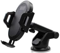 📱 dashboard windshield car mount holder stand for cell phone - compatible with iphone 11 pro xs max x xr 8 plus, samsung galaxy s20 s10 s9 s8 note 10 9, and more - black logo