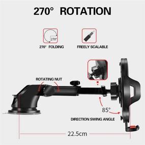 img 1 attached to 📱 Dashboard Windshield Car Mount Holder Stand for Cell Phone - Compatible with iPhone 11 Pro XS Max X XR 8 Plus, Samsung Galaxy S20 S10 S9 S8 Note 10 9, and More - Black